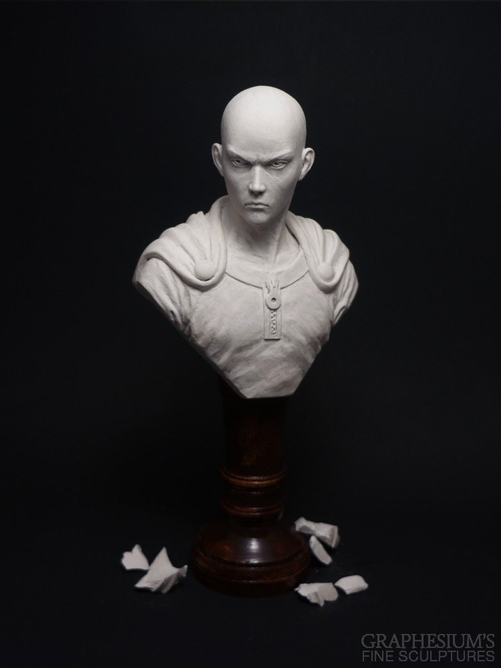 Fan-Creates-Lifelike-Saitama-Bust-Sculpture-